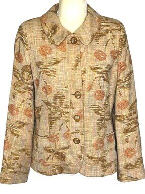 Vintage Carlisle Tapestry Floral Blazer Jacket Size 8 90s Cottagecore Nancy Meye